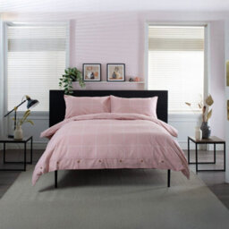 The Lyndon Company Crossley Heath Duvet Set  100% Cotton With Piped Cuffs & Button Detail - thumbnail 1