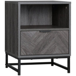 Wyld Haus Fari Dark Grey Bedside Table With Drawer And Open Shelf, Steel Legs, 40 X 40 X 52 Cm - thumbnail 2