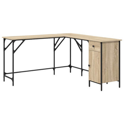 Berkfield Industrial Desk Sonoma Oak 141X141X75 Cm Engineered Wood