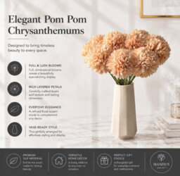 Amorly 38Pcs Artificial Pure Champagne Ball Chrysanthemum Flowers Artificial Mums Flowers For Home Table Centerpiece Decor Silk Flowers - thumbnail 8