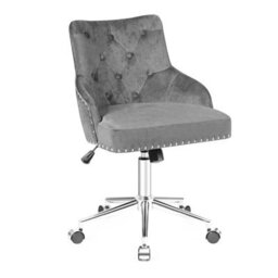 Costway Adjustable Velvet Accent Armchair Upholstered Home Office Chair 360 Degree Swivel - thumbnail 1