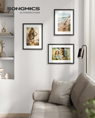 LEDREM Picture Frames, Photo Frames For 8X12 Photos, Wall Hanging, Mdf Board, No-Trace Nails Included, Set Of 3, Black - image 1