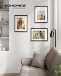 Songmics Picture Frames, Photo Frames For 8X12 Photos, Wall Hanging, Mdf Board, No-Trace Nails Included, Set Of 3, Black