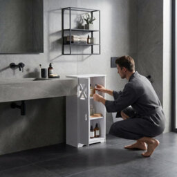 5 Cube Bathroom Storage Cabinet 1 Bdoor Slim Cupboard Shelves Unit - thumbnail 6