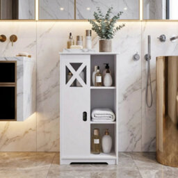5 Cube Bathroom Storage Cabinet 1 Bdoor Slim Cupboard Shelves Unit - thumbnail 4