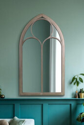 Mirroroutlet The Somerley Rustic Metal Chapel Arched Decorative Mirror Stone Colour 111Cm X 61Cm - thumbnail 2