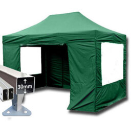 Crocodile Trading 3M X 4.5M Trader-Max 30 Commercial Instant Shelter Pop Up Gazebos Frame, Canopy & Sides - Green - thumbnail 1