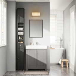 Sobuy Bzr34-Ii-Sch,tall Bathroom Storage Cabinet - Slim Bathroom Unit,compact Bathroom Furniture, Black,w20Xd20Xh180 - thumbnail 4