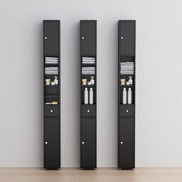Sobuy Bzr34-Ii-Sch,tall Bathroom Storage Cabinet - Slim Bathroom Unit,compact Bathroom Furniture, Black,w20Xd20Xh180 - thumbnail 6