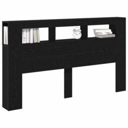 Berkfield Storage Headboard With Led Lights Black Oak 180X18,5X103,5 Cm - thumbnail 3