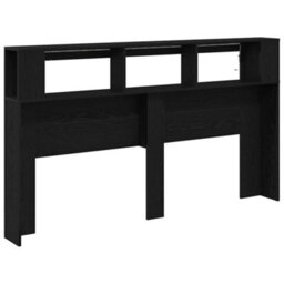 Berkfield Storage Headboard With Led Lights Black Oak 180X18,5X103,5 Cm - thumbnail 8