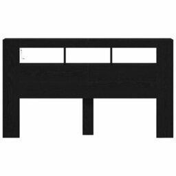 Berkfield Storage Headboard With Led Lights Black Oak 180X18,5X103,5 Cm - thumbnail 6