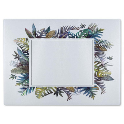 Benjamin Tate Design Square Tropical Border Glass Chopping Boarddesigner Style - image 1
