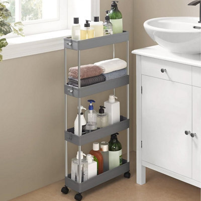 Songmics 4-Tier Rolling Storage Cart, Mobile Kitchen Trolley With Wheels, Slim Bathroom Organizer, Dove Grey - image 1