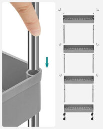 Songmics 4-Tier Rolling Storage Cart, Mobile Kitchen Trolley With Wheels, Slim Bathroom Organizer, Dove Grey - thumbnail 5