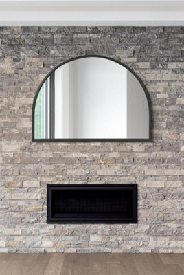 "Mirroroutlet Arcus Black Metal Framed Arched Wall Mirror 49"" X 35"" (125Cm X 90Cm)" - image 1