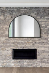 "Mirroroutlet Arcus Black Metal Framed Arched Wall Mirror 49"" X 35"" (125Cm X 90Cm)"
