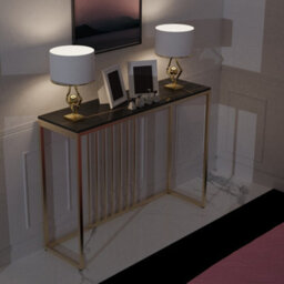 Fativo 100Cm W Slim Narrow Hallway Console Table Scratch-Proof Sintered Stone Marble Gold Legs, Black - thumbnail 8