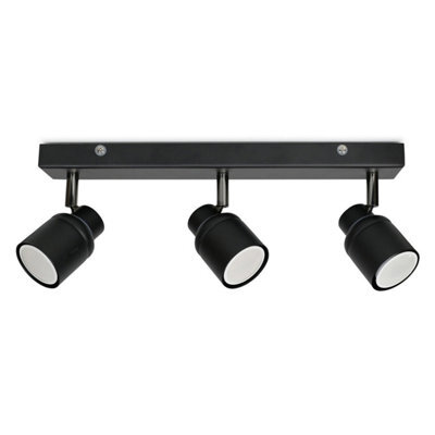 Valuelights Benton Black 3 Way Bar Ip44 Bathroom Ceiling Spotlight - image 1