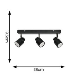 Valuelights Benton Black 3 Way Bar Ip44 Bathroom Ceiling Spotlight - thumbnail 8