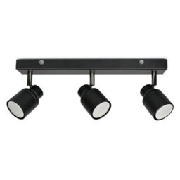 Valuelights Benton Black 3 Way Bar Ip44 Bathroom Ceiling Spotlight