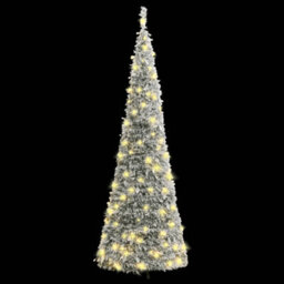 Berkfield Artificial Christmas Tree Pop-Up Flocked Snow 200 Leds 210 Cm - thumbnail 2