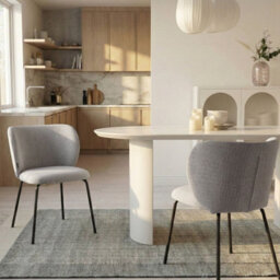Wyld And Coco Set2 Armless Dining Chairs With Off-White Water-Repellent Upholstery And Powder-Coated Iron Base - thumbnail 2