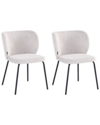 Wyld And Coco Set2 Armless Dining Chairs With Off-White Water-Repellent Upholstery And Powder-Coated Iron Base - thumbnail 3