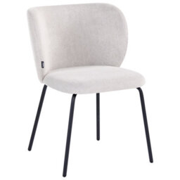 Wyld And Coco Set2 Armless Dining Chairs With Off-White Water-Repellent Upholstery And Powder-Coated Iron Base - thumbnail 4