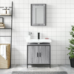 Berkfield 2 Piece Bathroom Furniture Set Grey Sonoma Engineered Wood - thumbnail 3