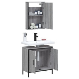 Berkfield 2 Piece Bathroom Furniture Set Grey Sonoma Engineered Wood - thumbnail 4