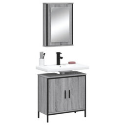 Berkfield 2 Piece Bathroom Furniture Set Grey Sonoma Engineered Wood - thumbnail 1