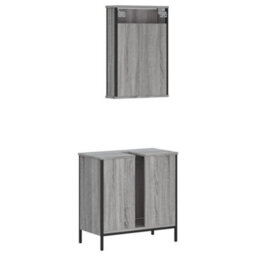 Berkfield 2 Piece Bathroom Furniture Set Grey Sonoma Engineered Wood - thumbnail 8