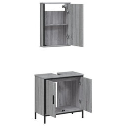 Berkfield 2 Piece Bathroom Furniture Set Grey Sonoma Engineered Wood - thumbnail 5