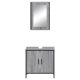 Berkfield 2 Piece Bathroom Furniture Set Grey Sonoma Engineered Wood - thumbnail 6