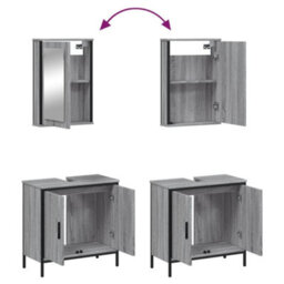 Berkfield 2 Piece Bathroom Furniture Set Grey Sonoma Engineered Wood - thumbnail 9