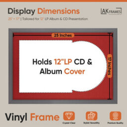 "AK Frames 25X17"" Dark Grey Sleek Vinyl Record Frame With Crimson Mount For 12 Inch Lp Cover & Disc - Overlapped Design" - thumbnail 2