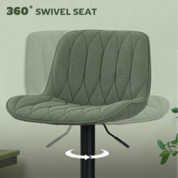Wyld Haus Kali Set Of 2 Green Linen-Look Adjustable Bar Stools With Swivel - thumbnail 6