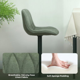 Wyld Haus Kali Set Of 2 Green Linen-Look Adjustable Bar Stools With Swivel - thumbnail 7