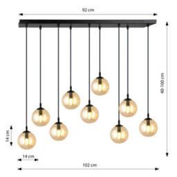 Emibig Lighting Emibig Cosmo Pendant Lamp  9 X E14 Black With Amber Shade - thumbnail 7