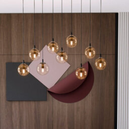 Emibig Lighting Emibig Cosmo Pendant Lamp  9 X E14 Black With Amber Shade - thumbnail 6