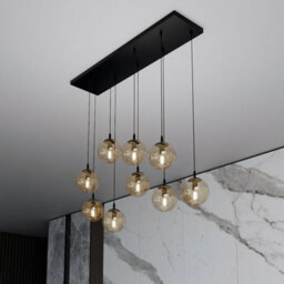 Emibig Lighting Emibig Cosmo Pendant Lamp  9 X E14 Black With Amber Shade - thumbnail 5