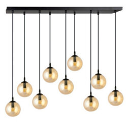 Emibig Lighting Emibig Cosmo Pendant Lamp  9 X E14 Black With Amber Shade - thumbnail 2