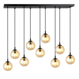 Emibig Lighting Emibig Cosmo Pendant Lamp  9 X E14 Black With Amber Shade - thumbnail 1