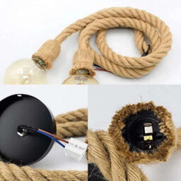 Ledsone Retro Ceiling Pendant Light Fitting Hemp Rope 3M Twisted Braided Flex E27 Lamp Holder Suspended Hanging Light - thumbnail 8