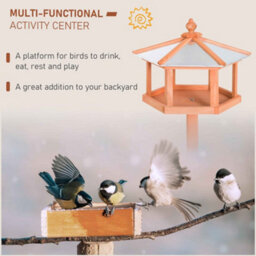 Wooden Free Standing Bird Feeder , Garden Or  Backyard Station - thumbnail 5