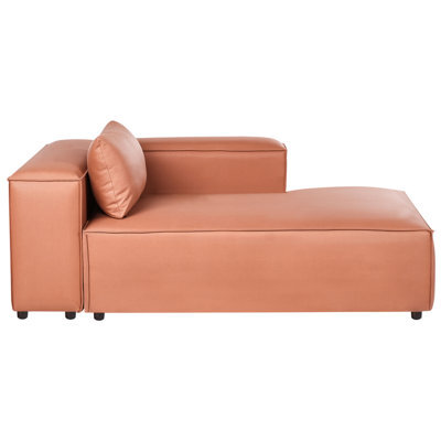Beliani Left-Hand Chaise Longue Brande Fabric Golden Brown - image 1