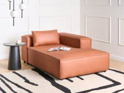 Beliani Left-Hand Chaise Longue Brande Fabric Golden Brown - thumbnail 2