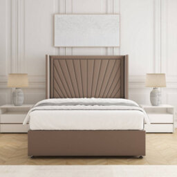 Bsspoke Alina Divan Bed Set Mink Plush Velvet With 54Inch Headboard  & No Drawers No Mattress In Double King 4Ft 6Ft - thumbnail 3