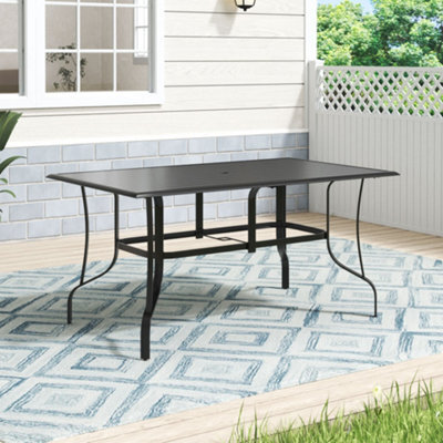 Thehotsale 150Cm L Garden Metal Slatted Coffee Table Rectangle Table In Black - image 1